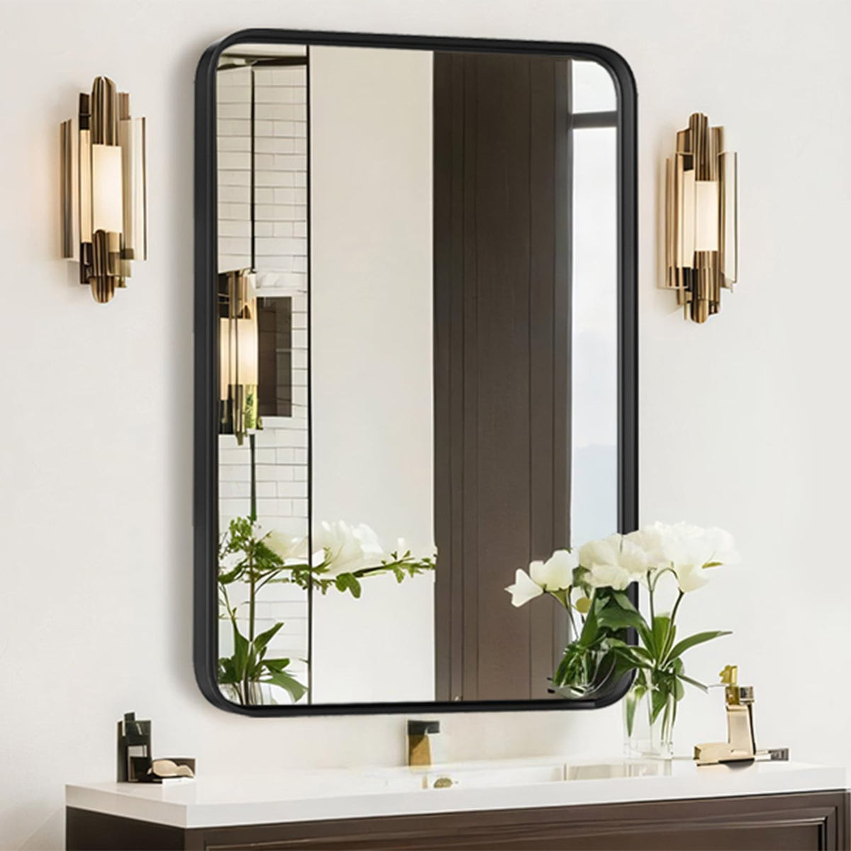 Bathroom Mirror for Wall, 24 Inch Round Mirrors