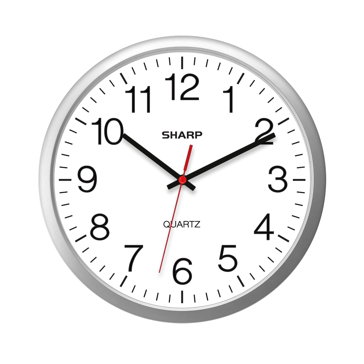 Sharp 14-Inch Battery Wall Clock, Silent Non-Ticking, Easy-Read, Black