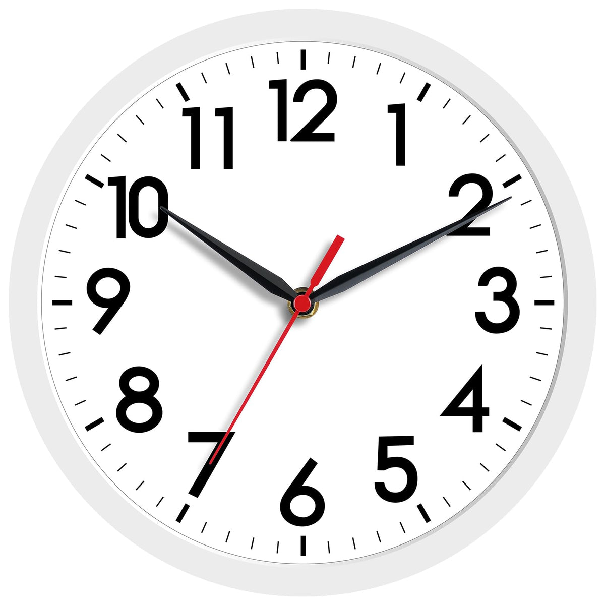 AKCISOT 12 Inch Wall Clock, Silent Battery Operated Analog Clock, Black