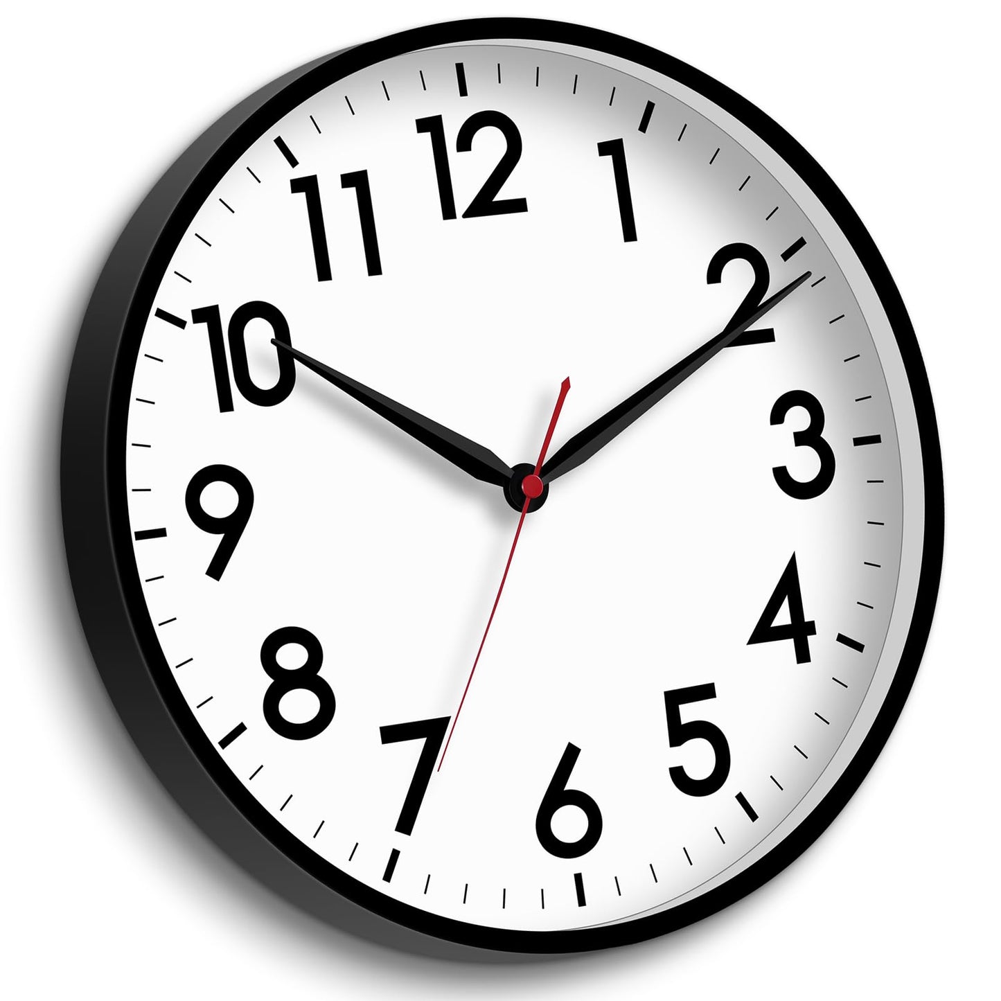 AKCISOT 12 Inch Wall Clock, Silent Battery Operated Analog Clock, Black