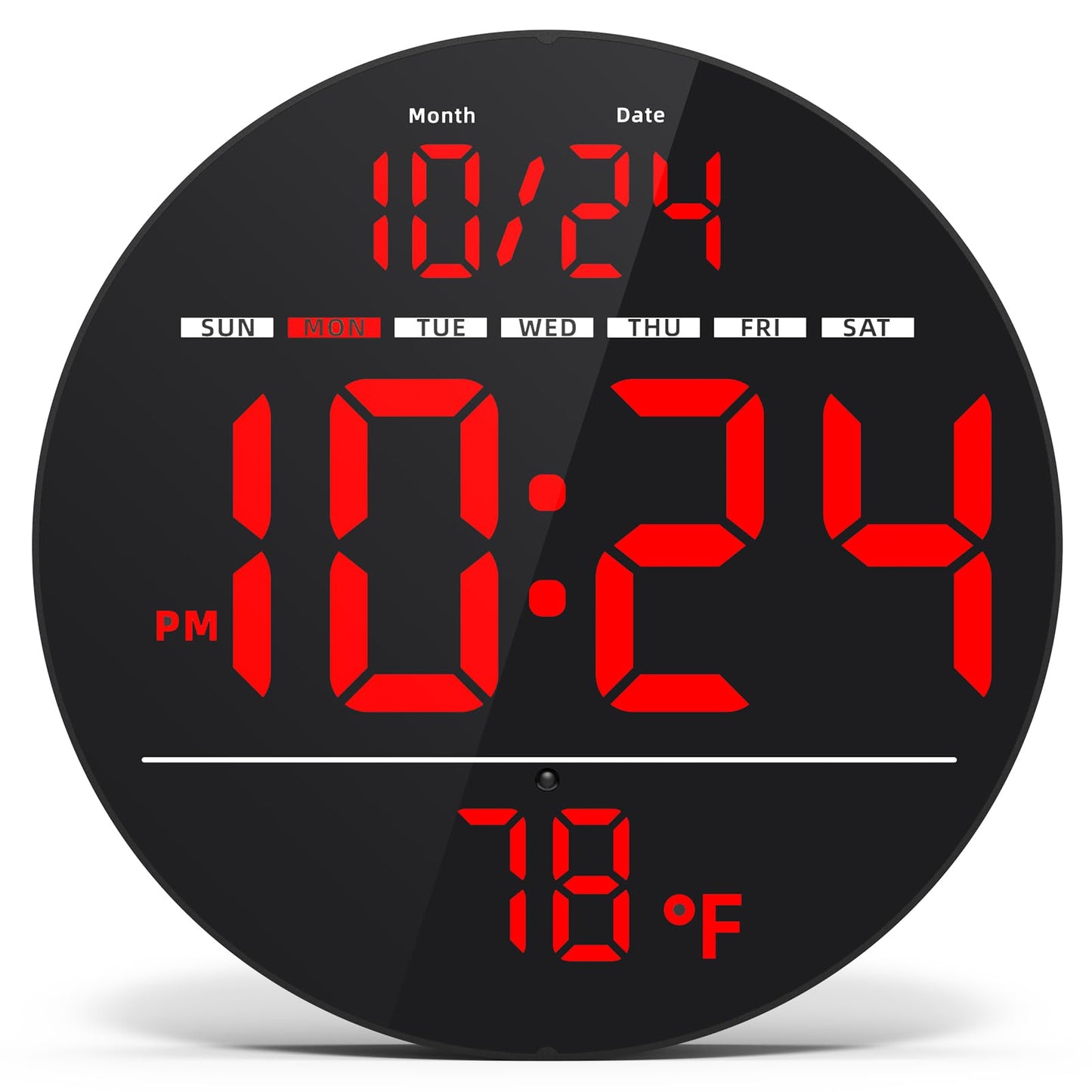 Digital Wall Clock with Large LED Display, Date, Temperature, Auto-Brightness | Small [PLUG-IN] Clock | Modern Electric Wall Clock for Bedroom, Classroom, Living Room, Home, Office, Farmhouse – Green