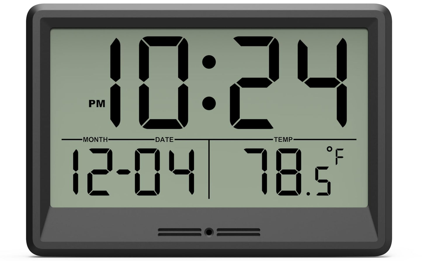 Digital Wall Clock Battery-Operated, 8 Inch Small Decorative Modern Wall Clock with Date, Temperature, Auto-DST, Silent Electric Wall Clock for Bedroom, Living Room, Kitchen, Office, Farmhouse -Black