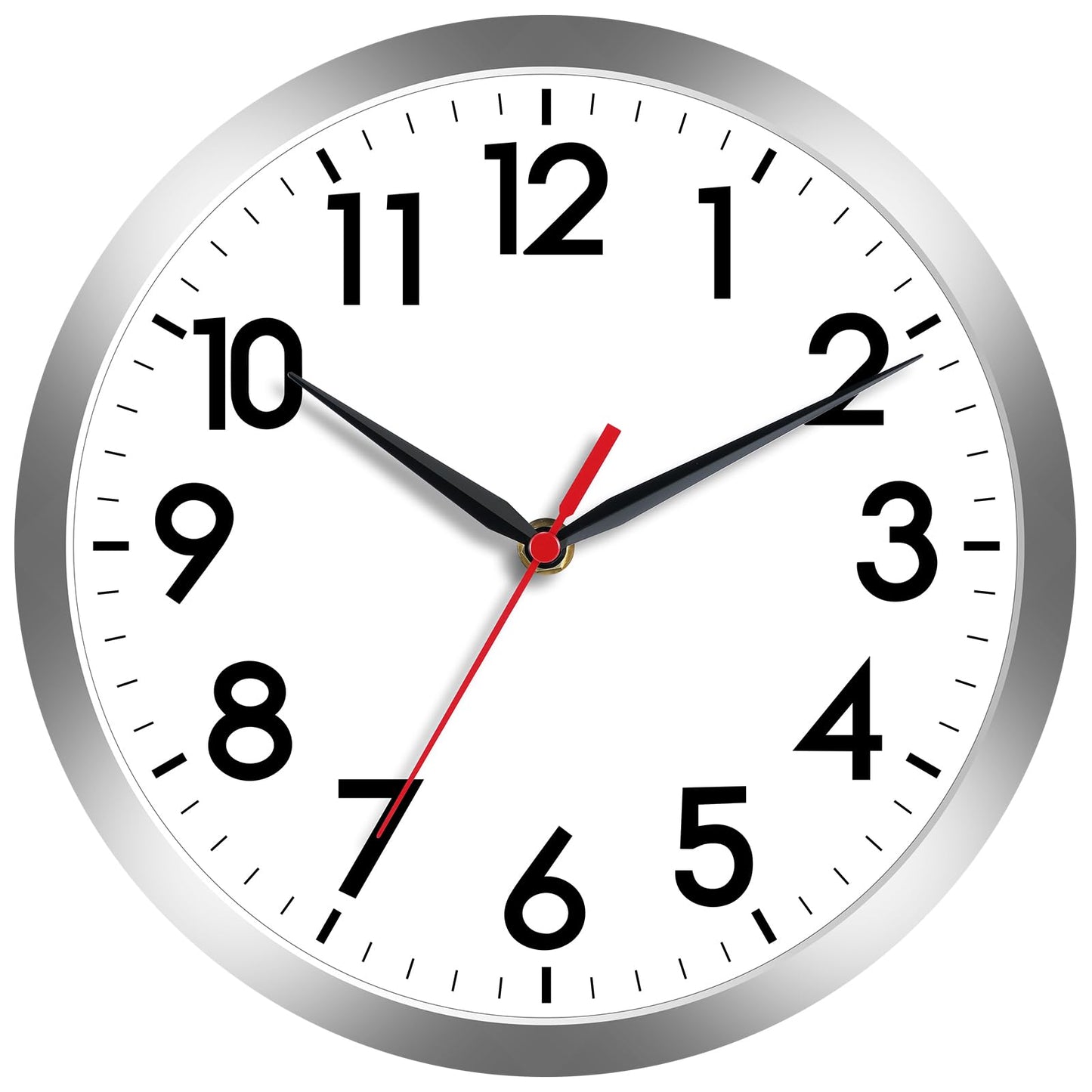 AKCISOT 12 Inch Wall Clock, Silent Battery Operated Analog Clock, Black