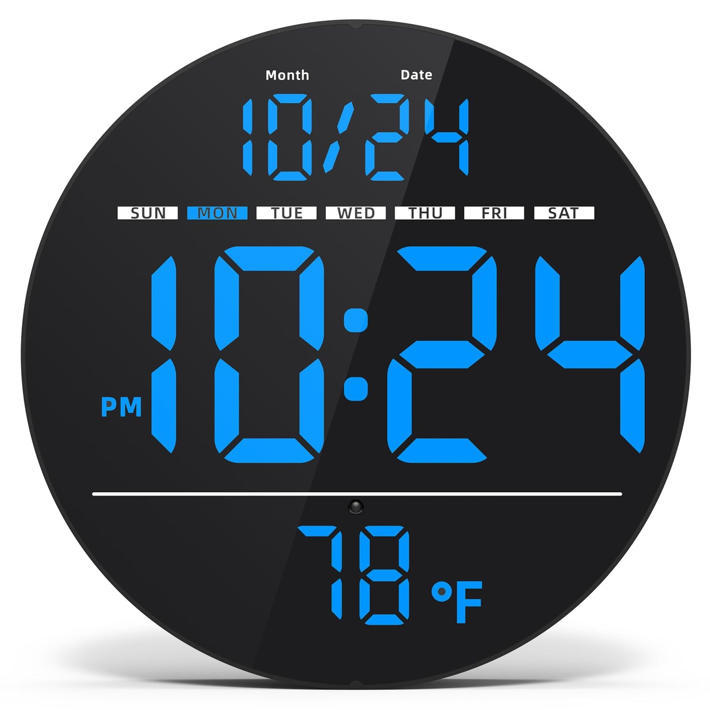 Digital Wall Clock with Large LED Display, Date, Temperature, Auto-Brightness | Small [PLUG-IN] Clock | Modern Electric Wall Clock for Bedroom, Classroom, Living Room, Home, Office, Farmhouse – Green