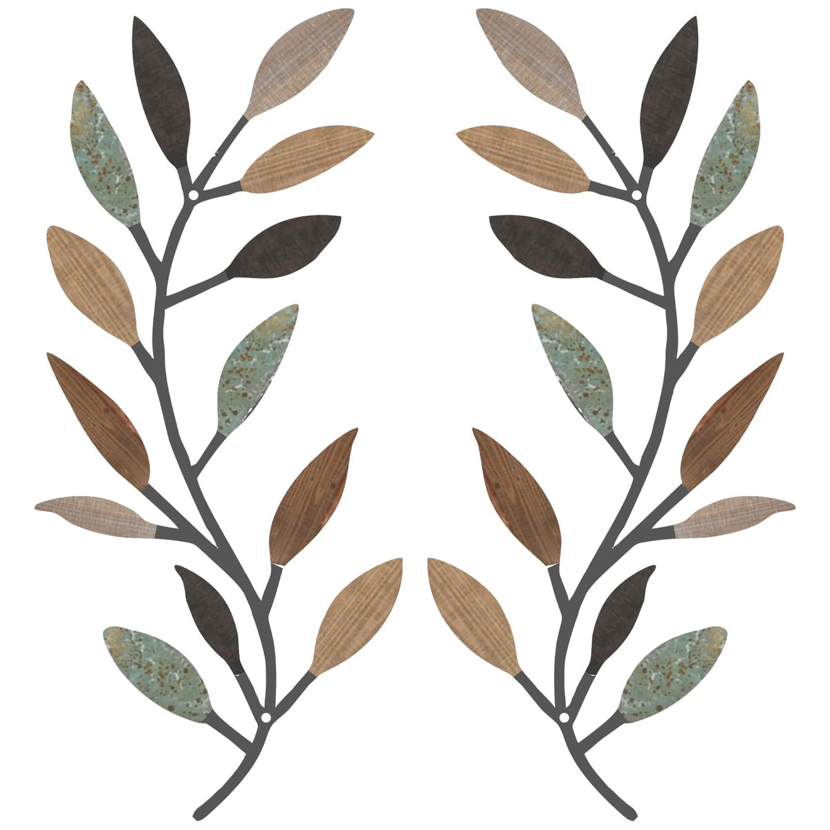 Zhengmy 2 Pcs Metal Leaf Wall Art Vine Branch Decor,Bright Colors