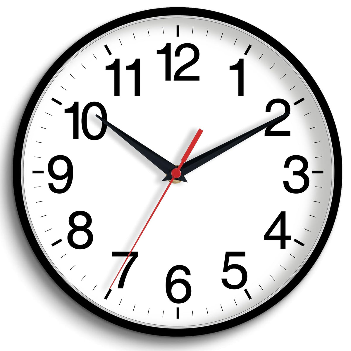 Rohioue Wall Clock Analog 10 Inch Black Battery Operated Silent Clock