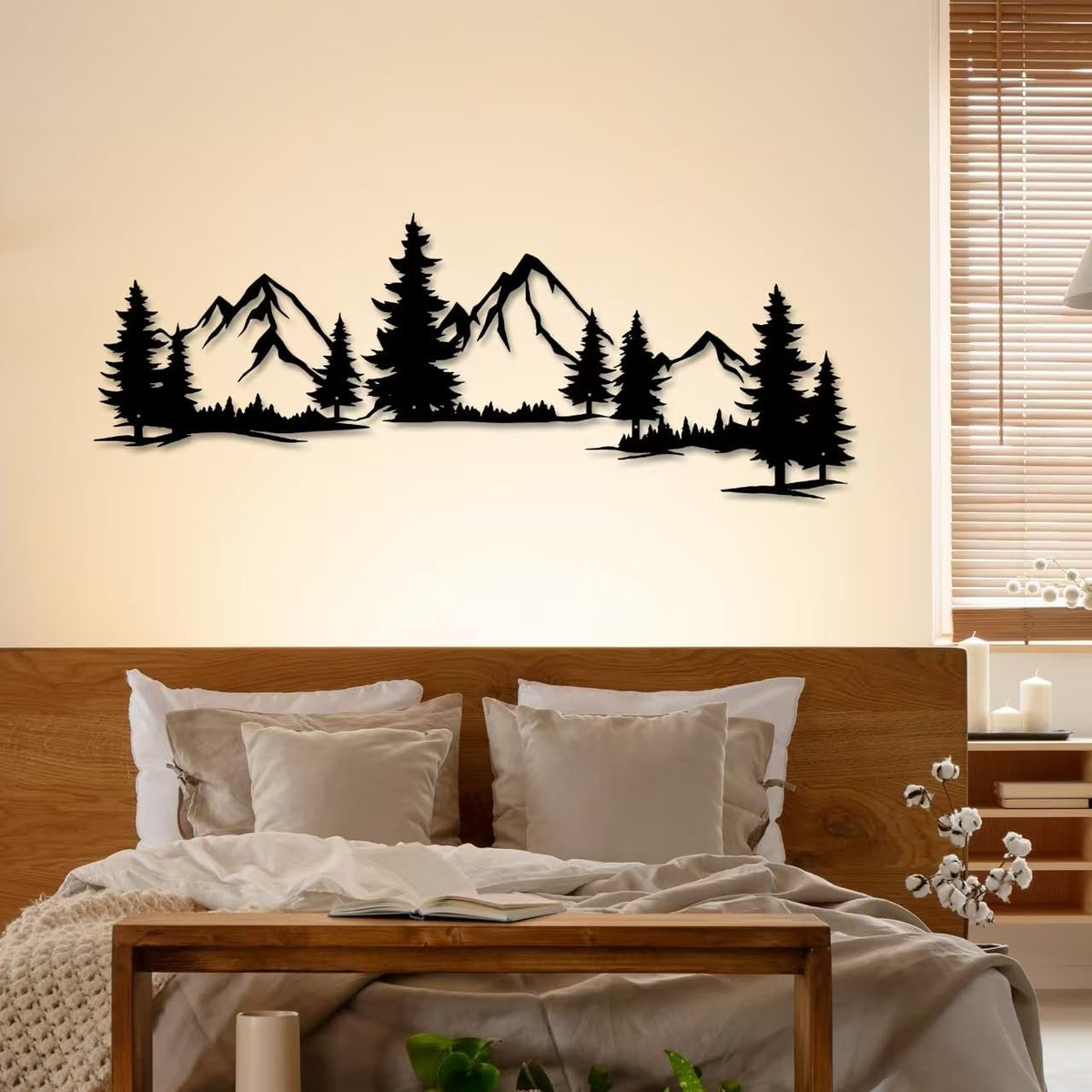 Xedatric Mountain Forest Metal Wall Art 15x44 Inch Nature Landscape Decor