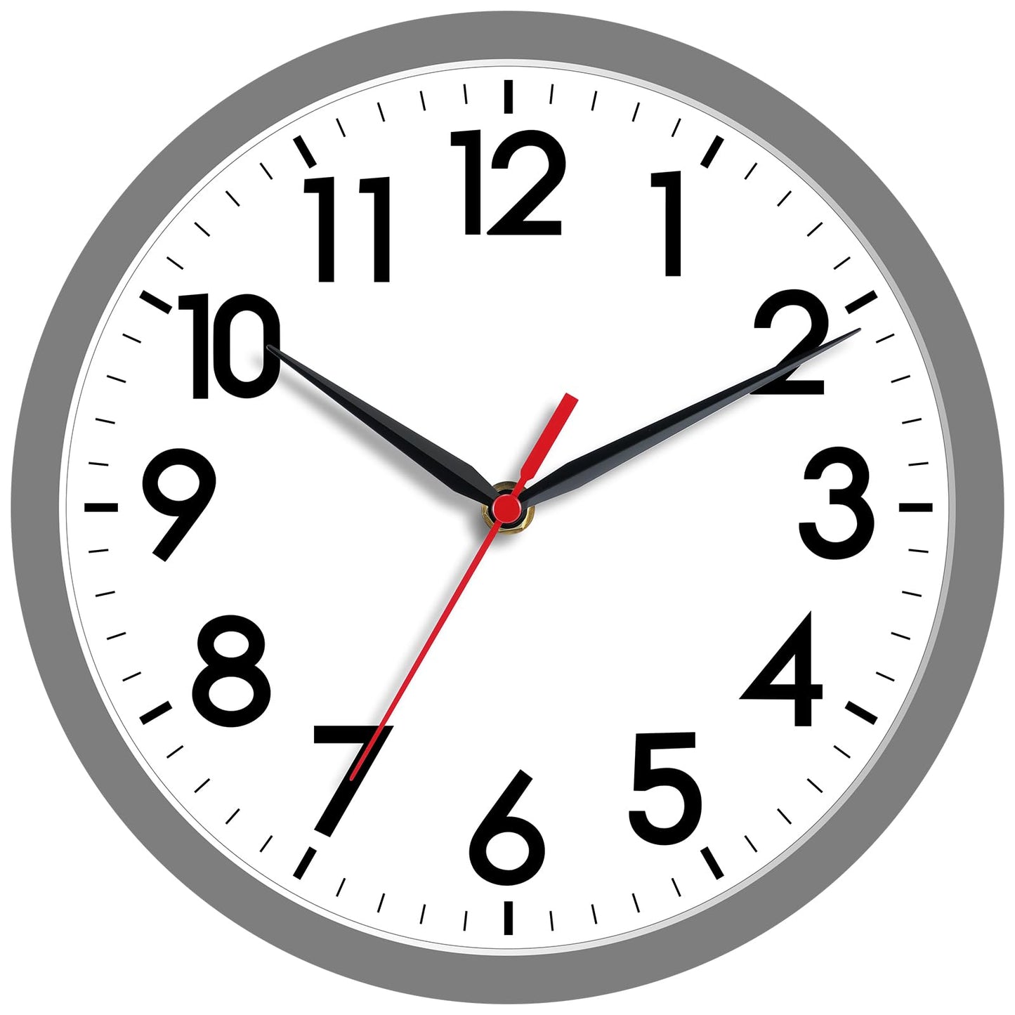 AKCISOT 12 Inch Wall Clock, Silent Battery Operated Analog Clock, Black