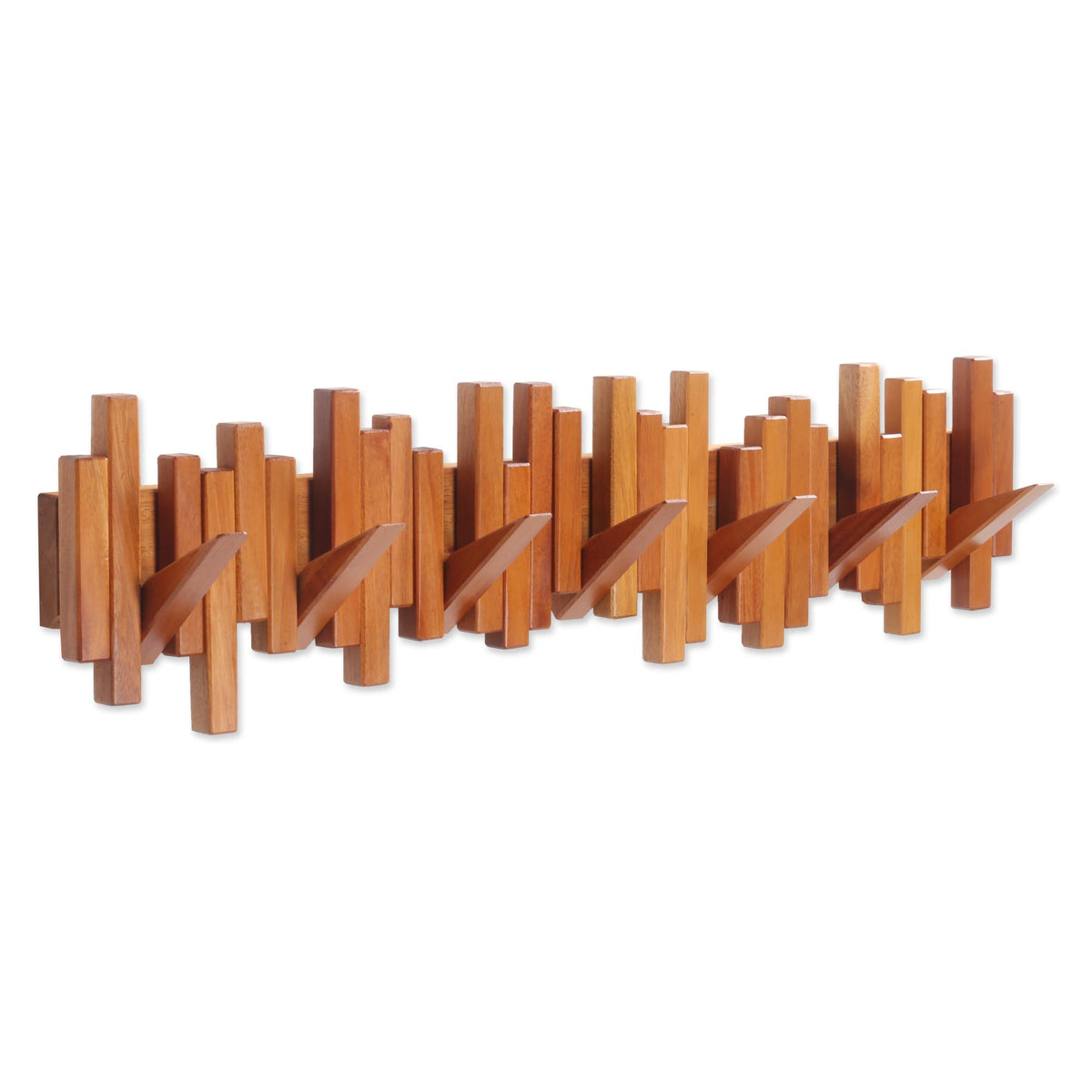 Coat Rack Wall Mount Piano Flip Down Wall Hook Rack 7 Hooks Walnut