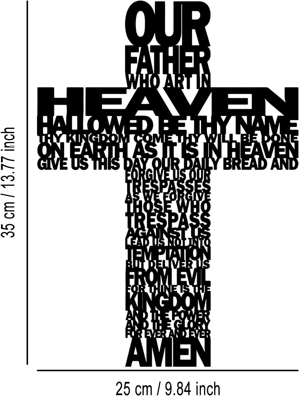 LIYOUYA Metal Cross Wall Decor - Rustic Farmhouse Decor Black Prayer Text Cross Wall Art Home Decor for Living Room, Bathroom, Bedroom, Dining Room, Office, Church (Black)