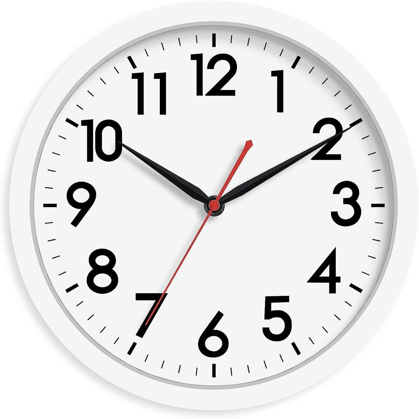 AKCISOT 12 Inch Wall Clock, Silent Battery Operated Analog Clock, Black