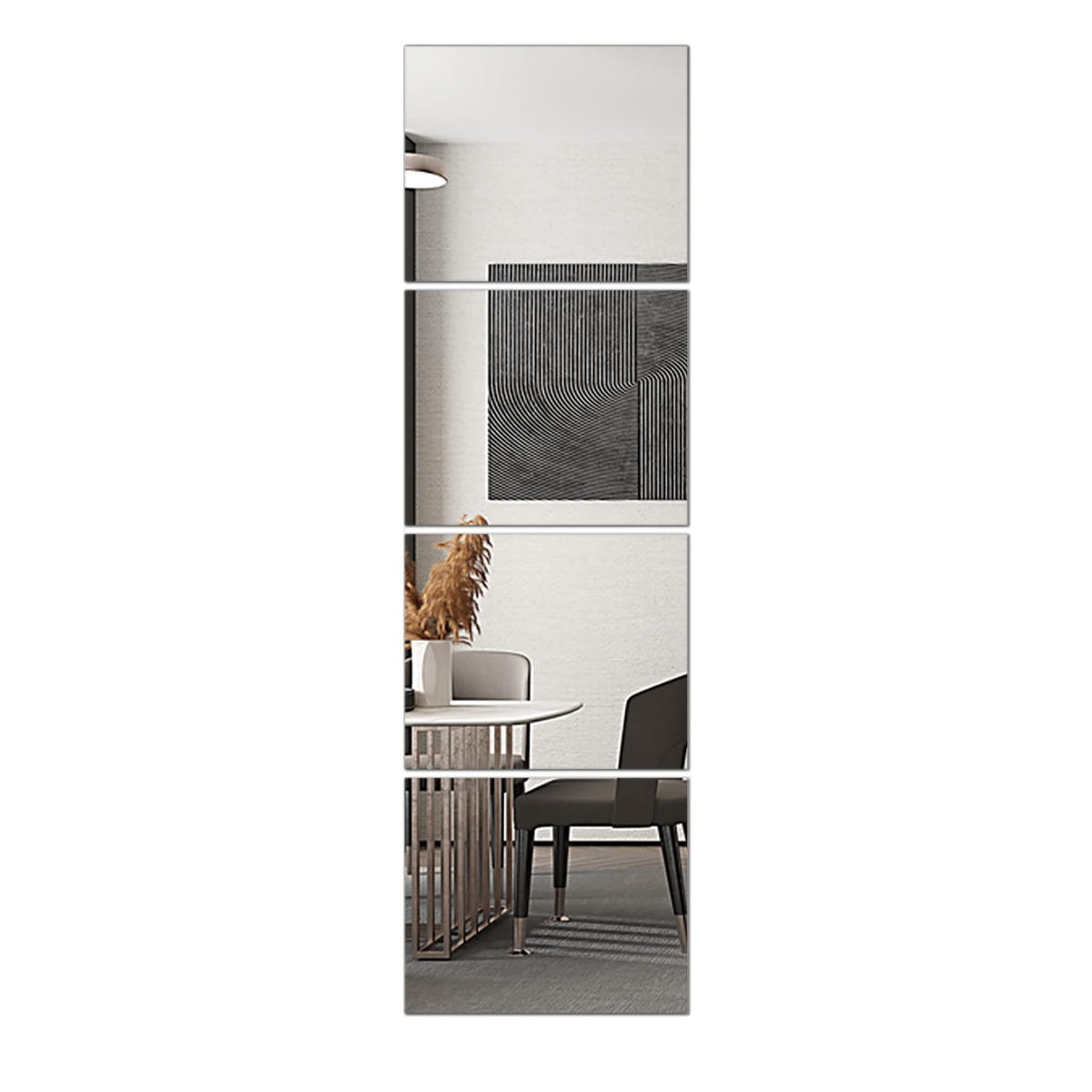 Delma Glass Full Length Wall Mirror Tiles, 14'' x 12'' 4PCS