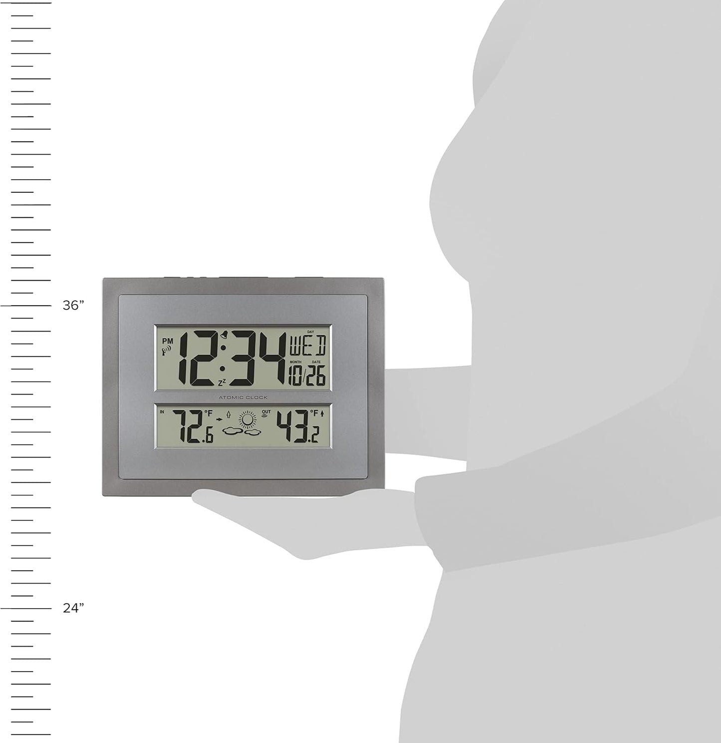 La Crosse Technology 512-85937 Gray Atomic Digital Clock with Temperature