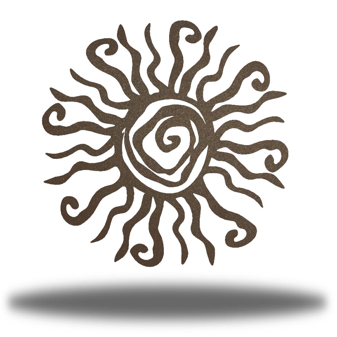 Riverside Designs Wacky Sun Metal Wall Art Indoor/Outdoor Decor - 12" Gold Rust Proof Wall Sculpture - Made in USA - Ideal for Bedroom, Garden, Home, Patio and Farmhouse