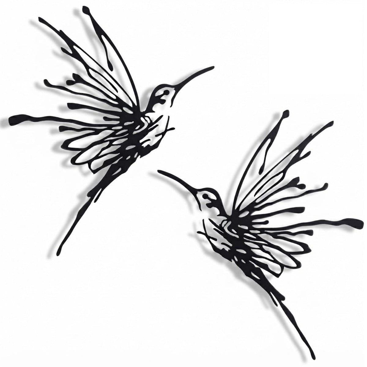 3D Metal Hummingbird Wall Art, Black Outdoor Decor, Waterproof(12.3"x16.5")