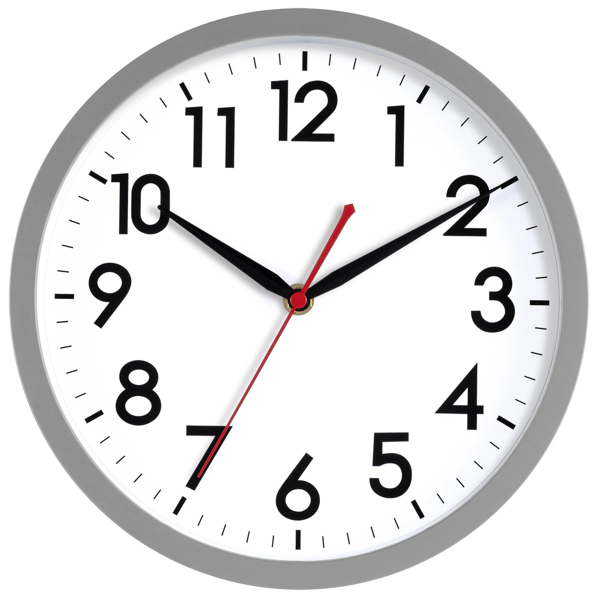 AKCISOT 12 Inch Wall Clock, Silent Battery Operated Analog Clock, Black