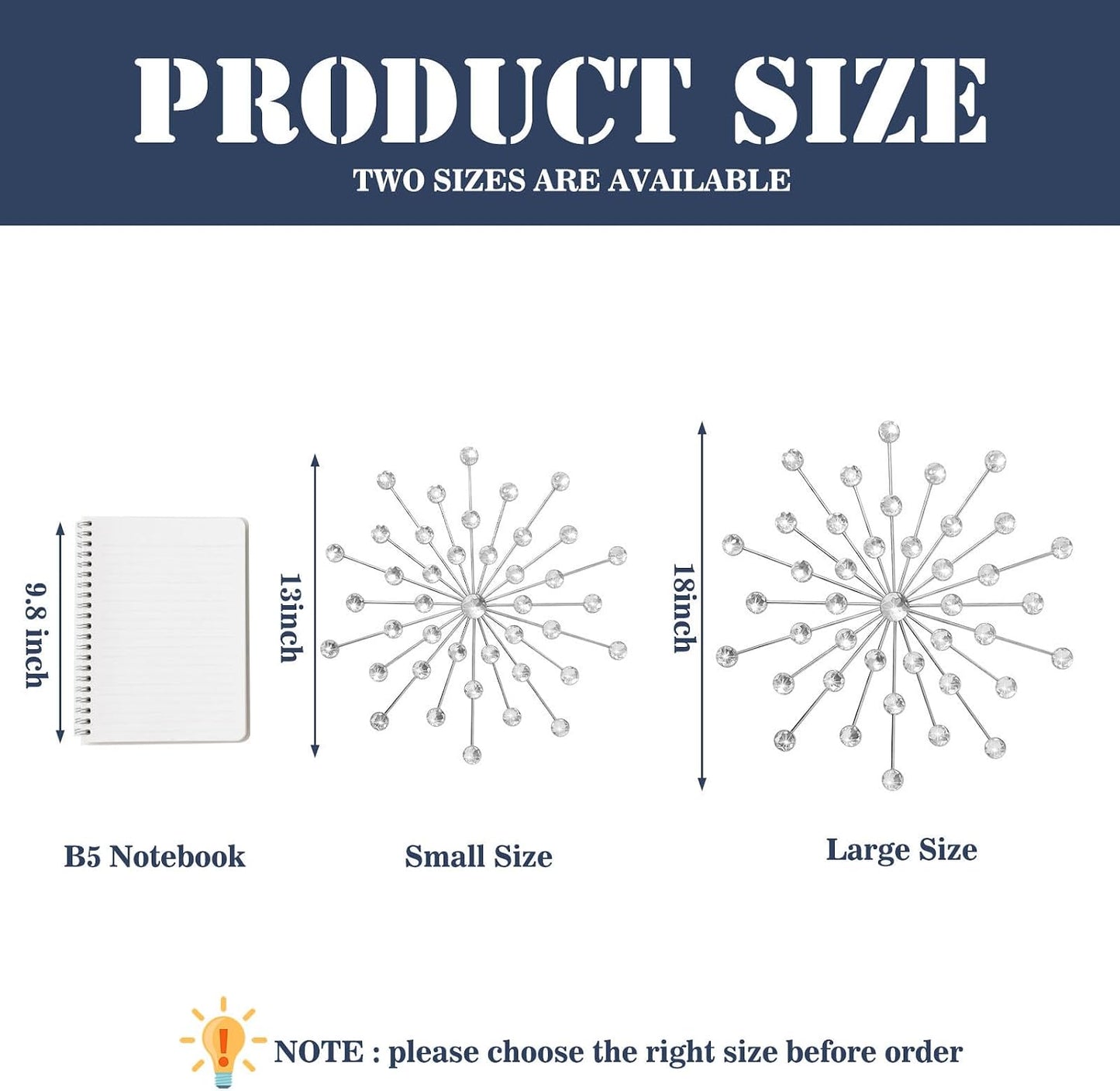 ZEXUIRU 3 Set Silver Starburst Wall Art for Home Decor Metal Bling Crystal Rhinestones Sunburst Wall Decor Sparkling Rhinestone Art Accent Silver - 13in