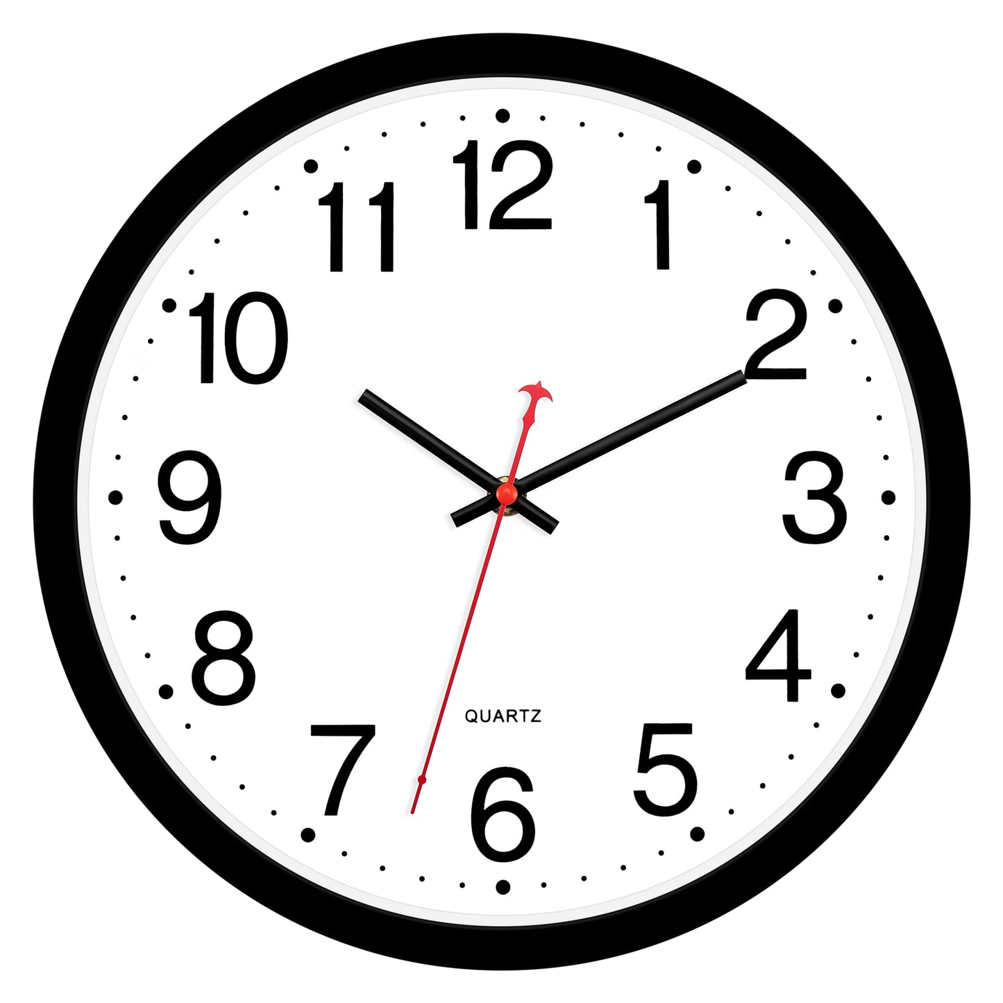Foxtop 12 Inch Wall Clock Silent Battery Operated Analog Clock, Black