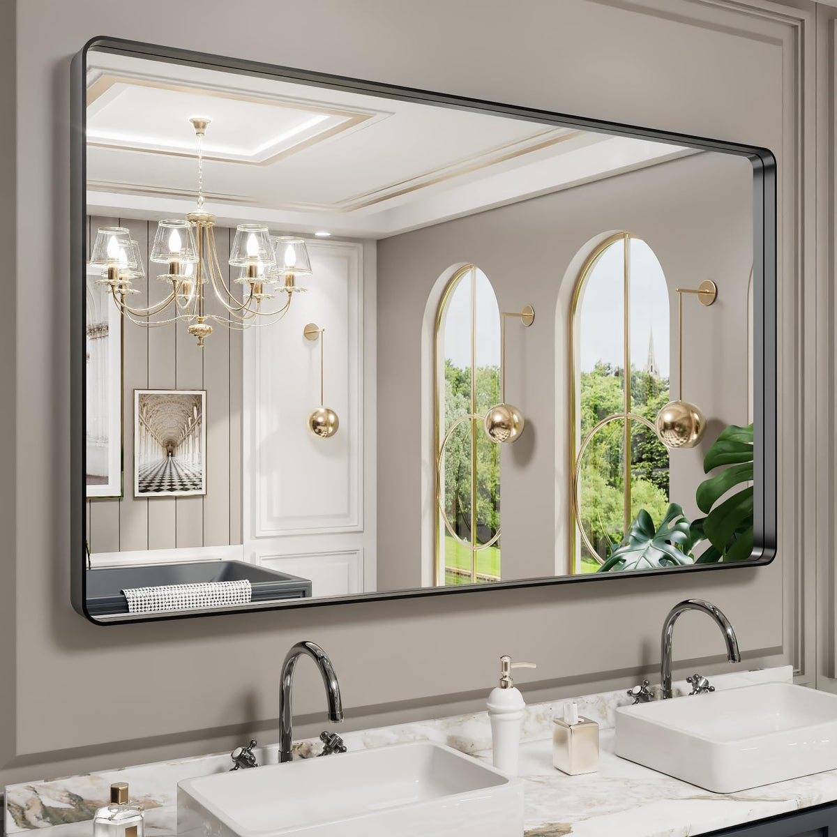 LOAAO 22X30 Inch Black Bathroom Mirror Metal Framed
