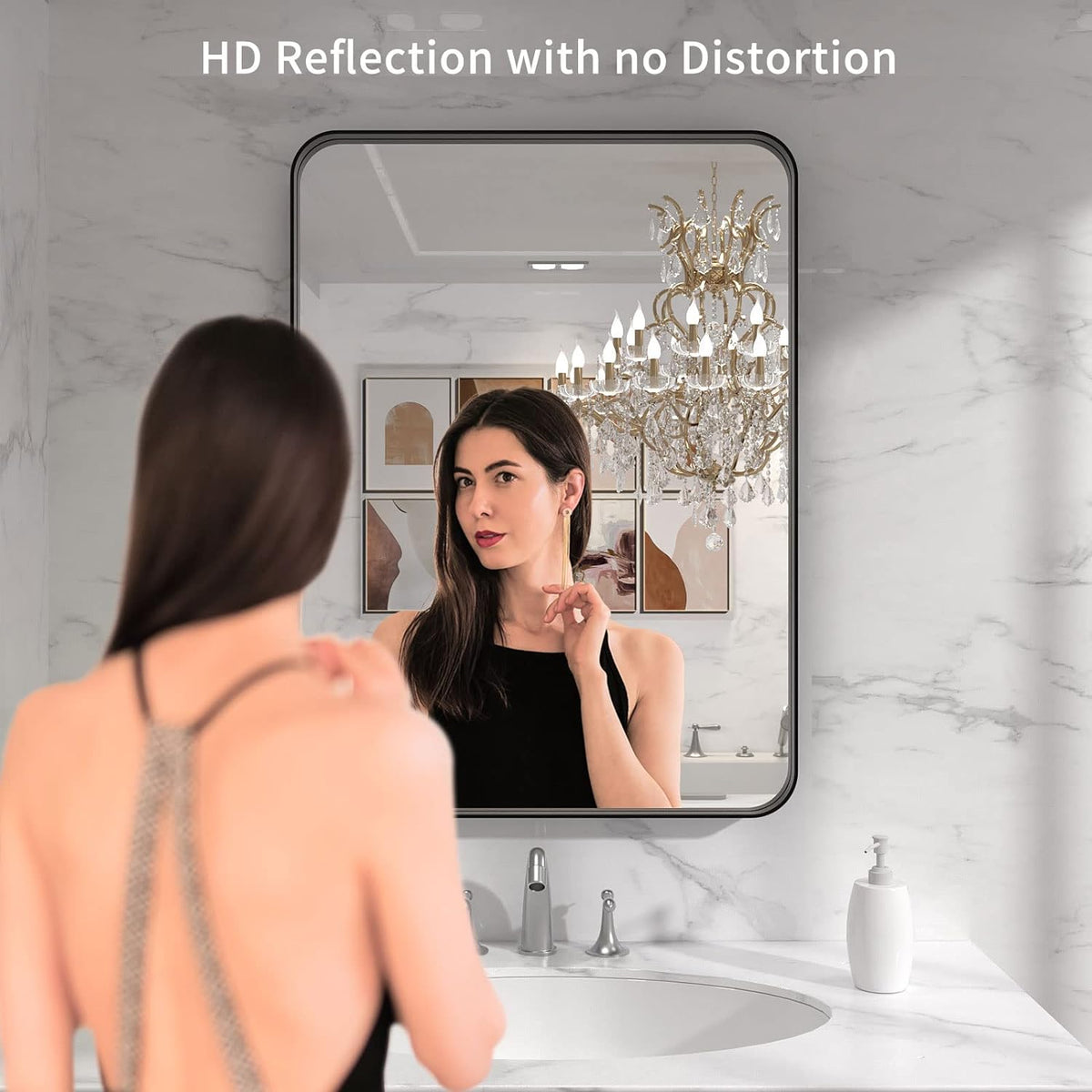 LOAAO 22X30 Inch Black Bathroom Mirror Metal Framed