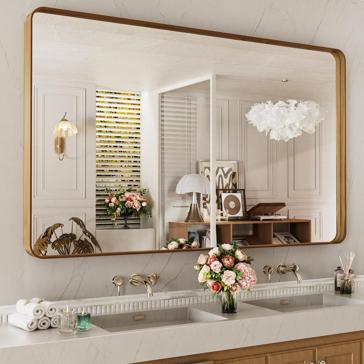 LOAAO 22X30 Inch Black Bathroom Mirror Metal Framed