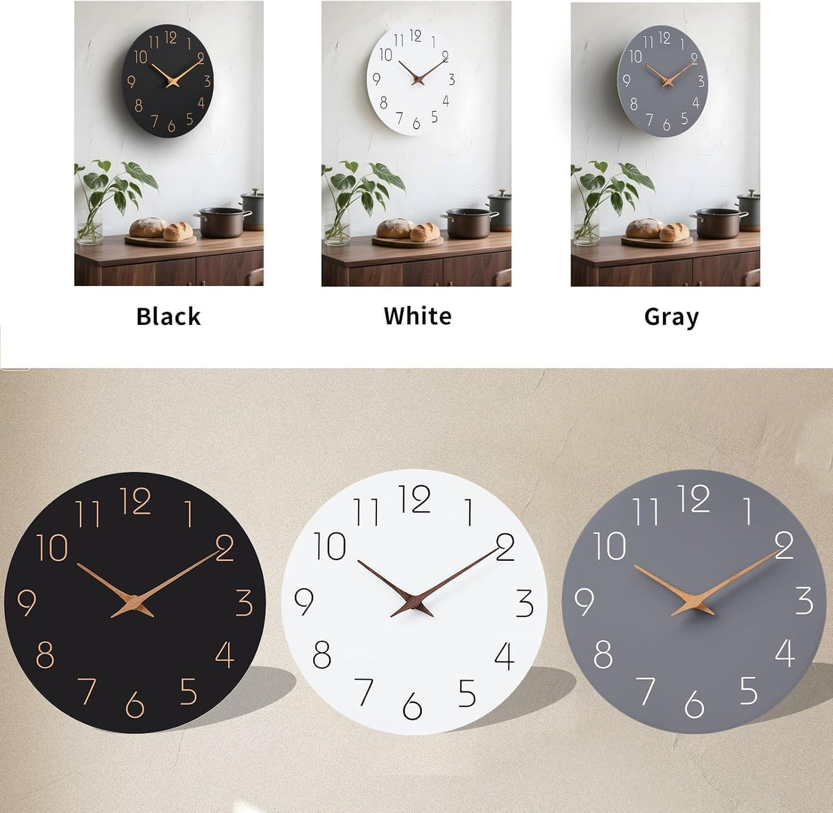 Mosewa Wall Clock 8" Battery Operated Silent Non-Ticking Simple Minimalist