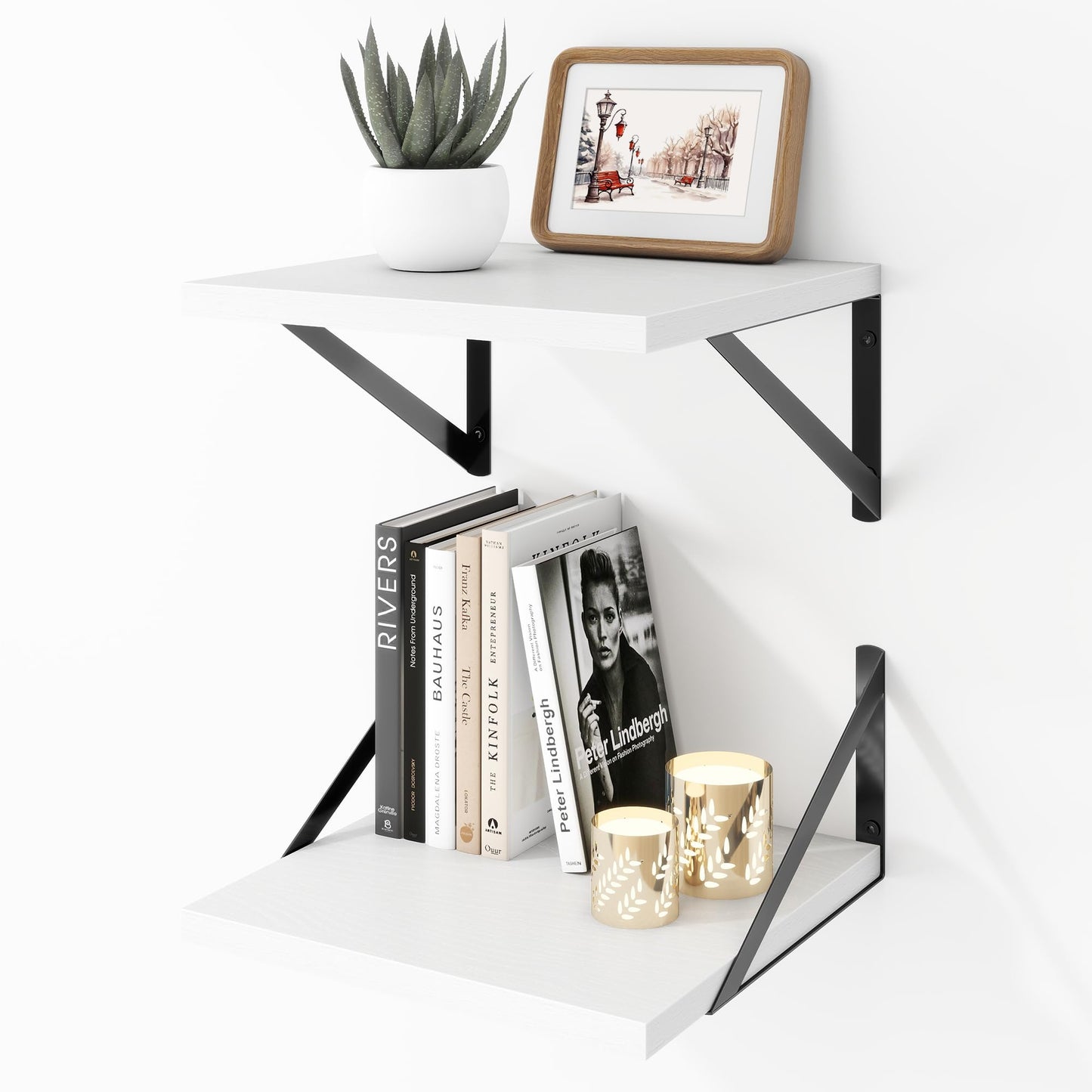 Acovy Deep Floating Shelves Wall Mounted, 36"x12" Black Wall Shelves with Brackets Set of 2 for Bedroom, Living Room, Bathroom, Kitchen, Office - Storage & Display Shelf for Decor, Books, Plants