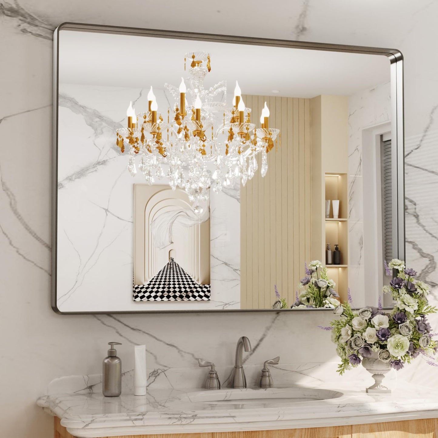 LOAAO 22X30 Inch Black Bathroom Mirror Metal Framed