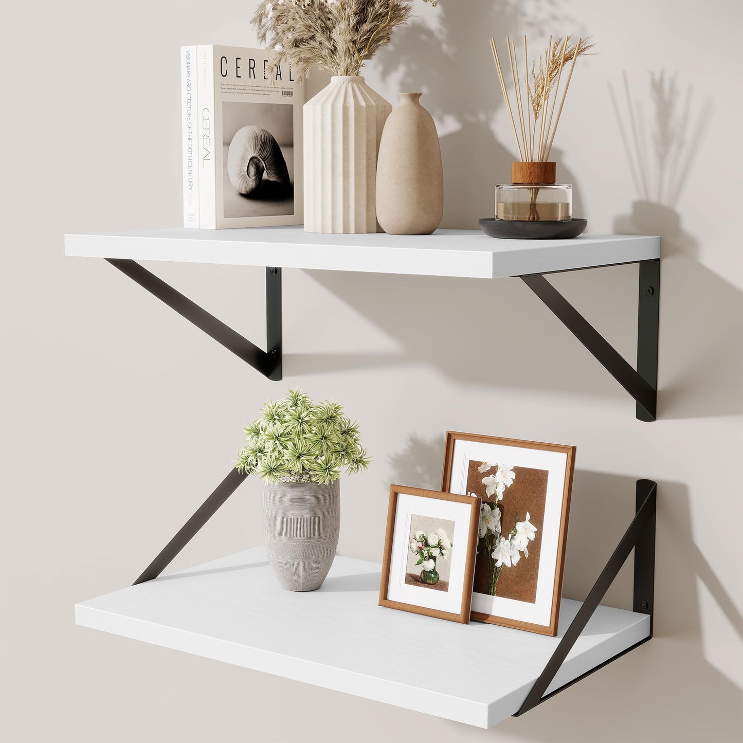 Acovy Deep Floating Shelves Wall Mounted, 36"x12" Black Wall Shelves with Brackets Set of 2 for Bedroom, Living Room, Bathroom, Kitchen, Office - Storage & Display Shelf for Decor, Books, Plants