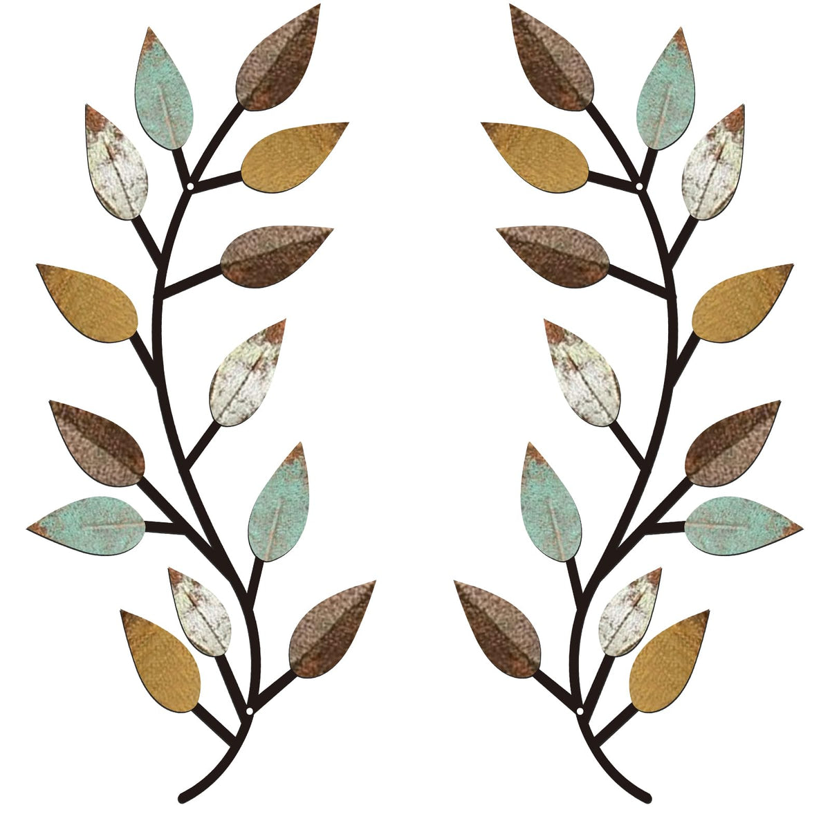Zhengmy 2 Pcs Metal Leaf Wall Art Vine Branch Decor,Lively Colors