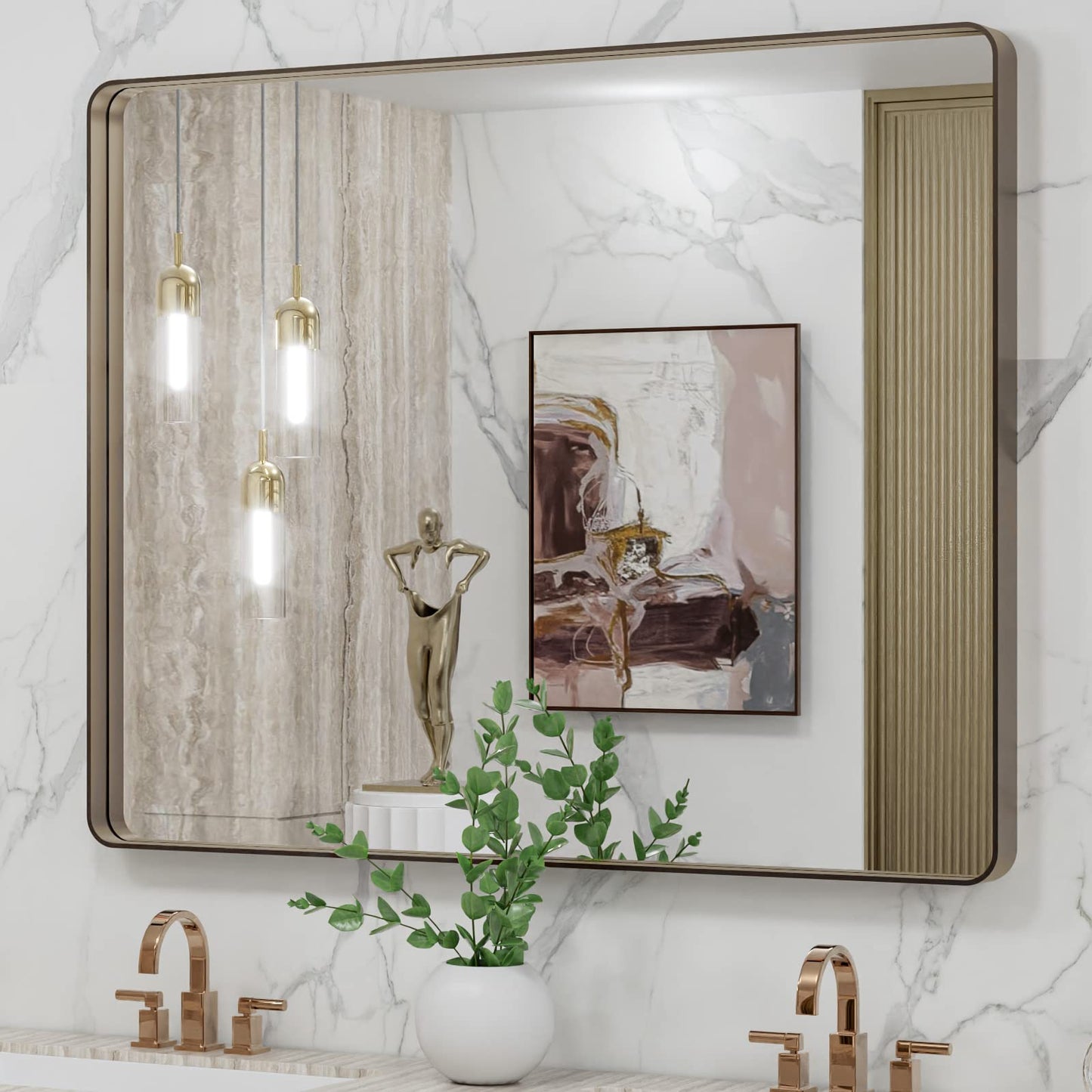 LOAAO 22X30 Inch Black Bathroom Mirror Metal Framed