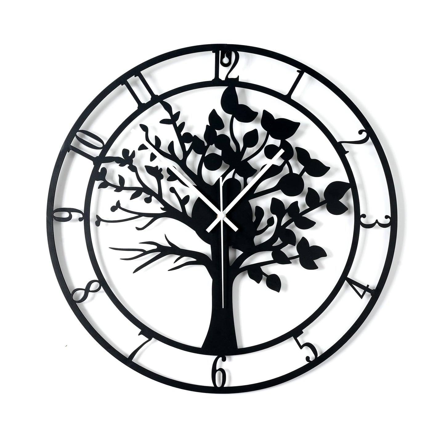 16 Inch Wall Clock, Tree of Life Metal Non Ticking for Living Room