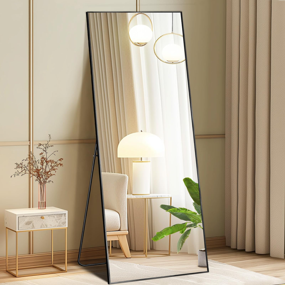 DUMOS 64"x21" Full Length Mirror with Stand, Full Body Floor Mirror