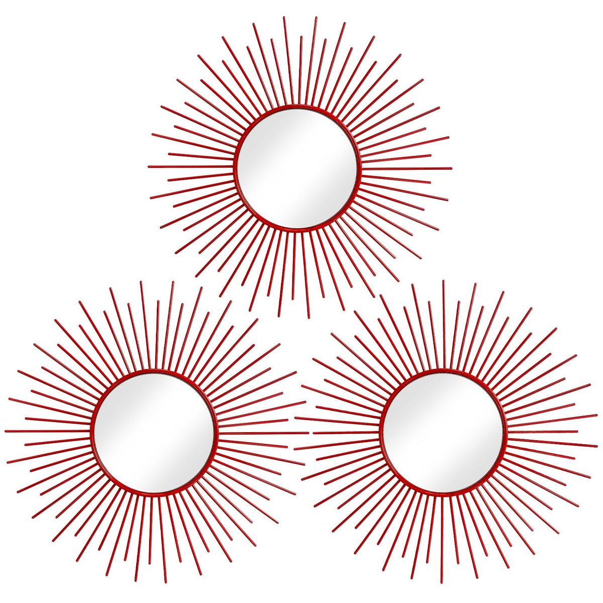 3 Pack Metal Mirrors for Wall Sunburst Wall Mirrors Home Décor Decorative Hanging Wall Art for Living Room Bedroom Entryway (Gold, Flower+Sunburst)