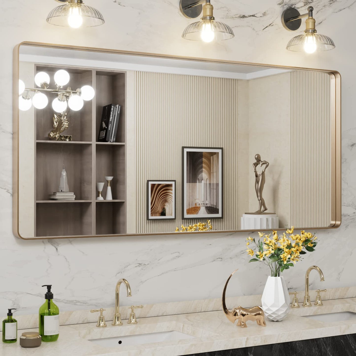 LOAAO 22X30 Inch Black Bathroom Mirror Metal Framed
