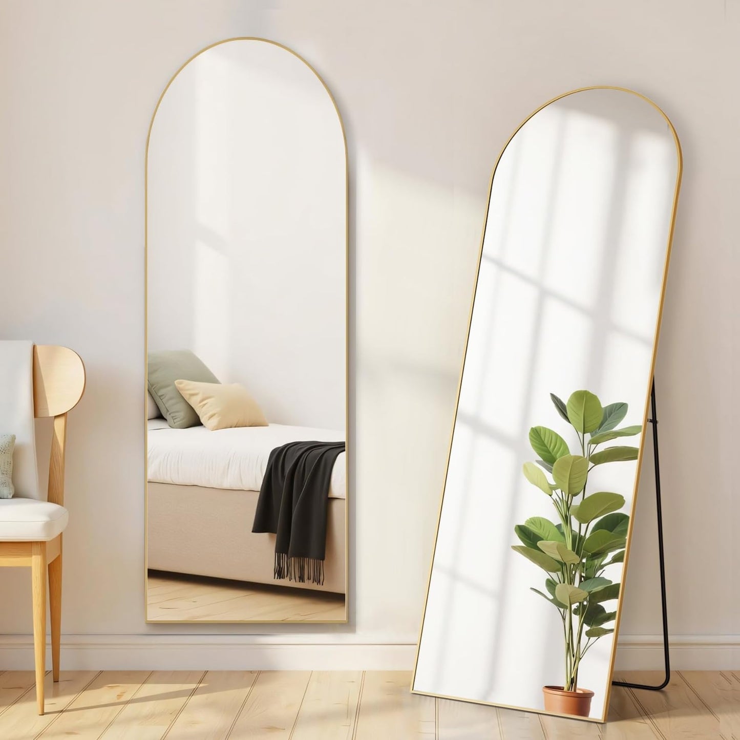 Mirror Full Length, Upgraded 16"x59" Body Wall Mirrors with Shatter-Proof Glass, Floor Standing, Hanging or Leaning, Tall Mirror with Stand Aluminum Alloy Frame for Bedroom Cloakroom