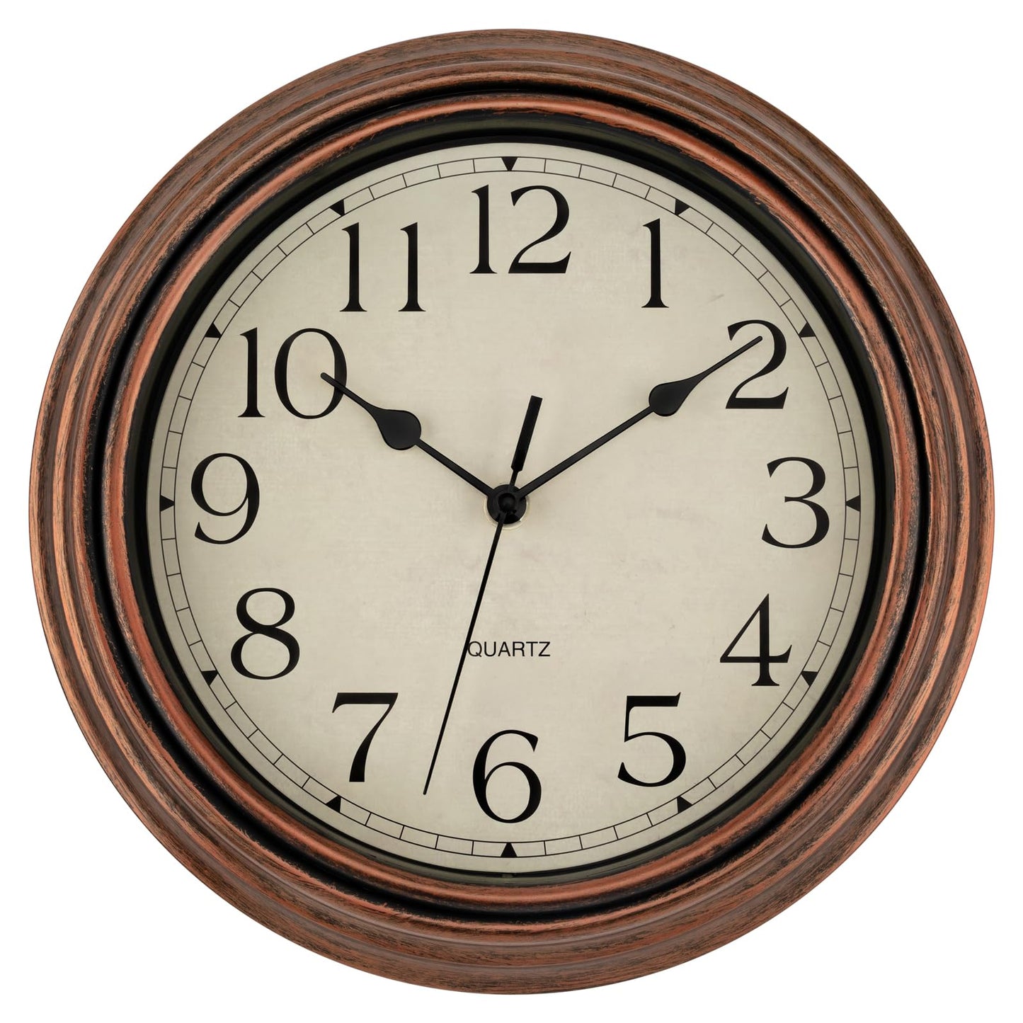 Foxtop Retro Silent Non-Ticking Round Classic Clock Quartz Decorative Battery Operated Wall Clock for Living Room Kitchen Home Office 12 Inch (Bronze)