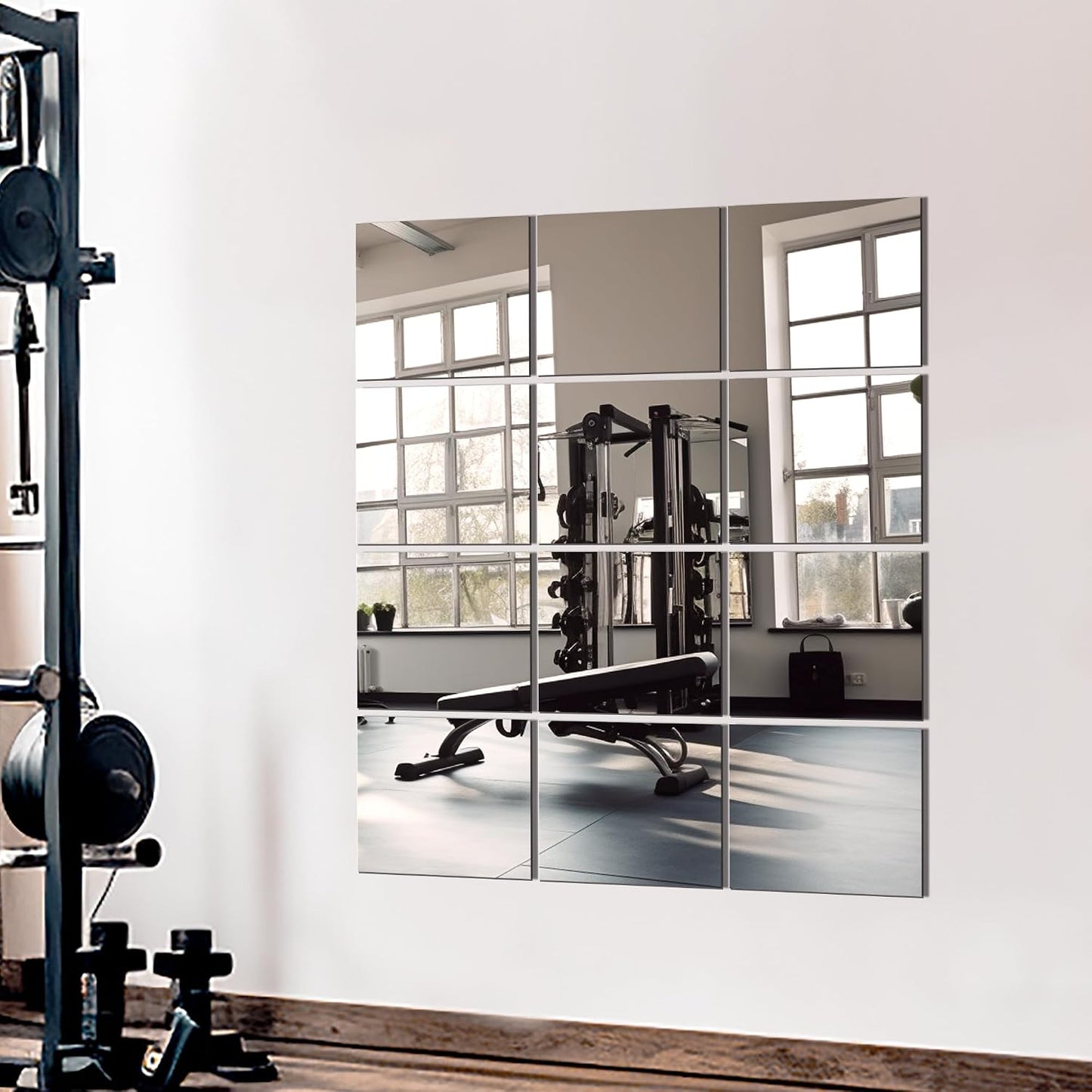 TRAHOME Home Gym Mirror Tiles for Wall, 14"x12"x12PCS Full Length Mirror