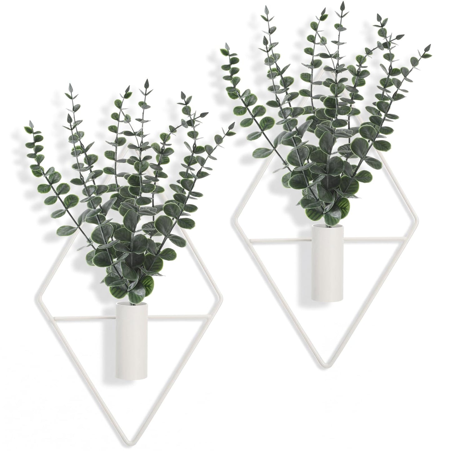 Jexine 4 Pcs Hanging Artificial Planters Wall Decor, Black, Eucalyptus
