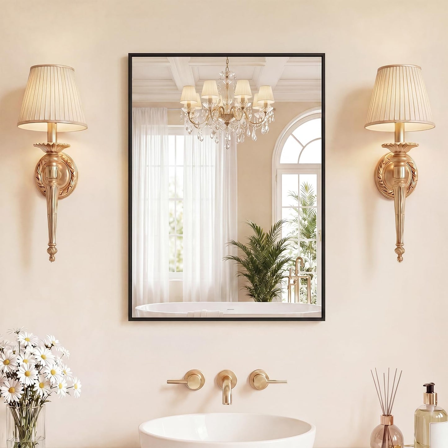 Sweetcrispy 20"x30" Arched Gold Bathroom Mirrors for Wall