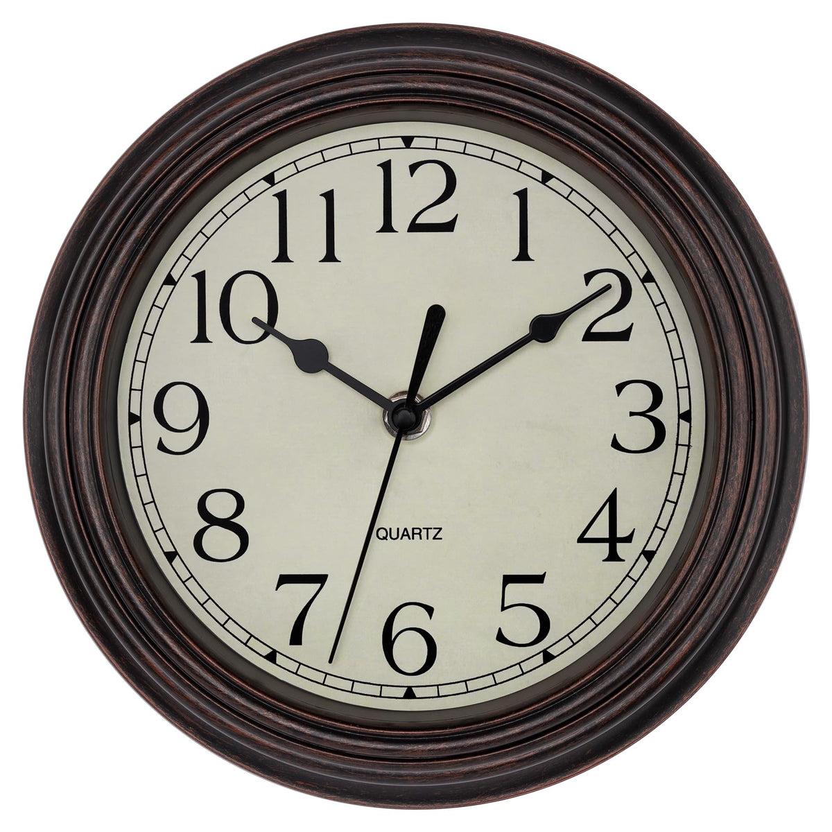 Foxtop Retro Silent Non-Ticking Round Classic Clock Quartz Decorative Battery Operated Wall Clock for Living Room Kitchen Home Office 12 Inch (Bronze)