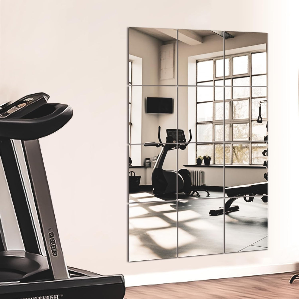 TRAHOME Home Gym Mirror Tiles for Wall, 14"x12"x12PCS Full Length Mirror