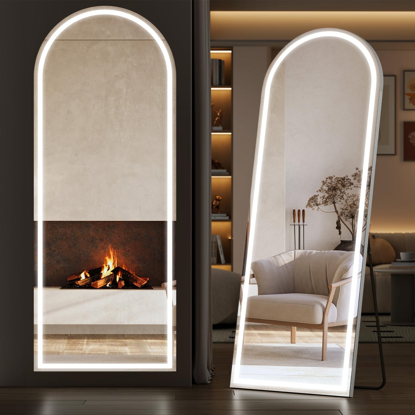 Sweetcrispy LED Full Length Floor Mirror, 65"x21" Lighted Full Body Mirror