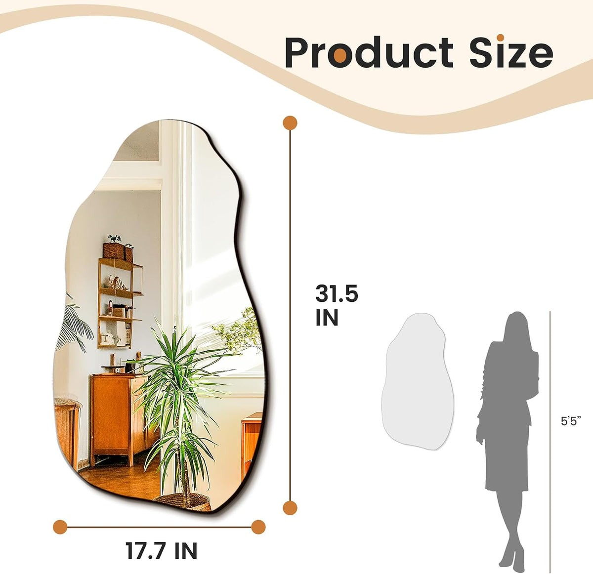 TRAHOME 32'' x 18'' Irregular Asymmetrical Wall Mirror
