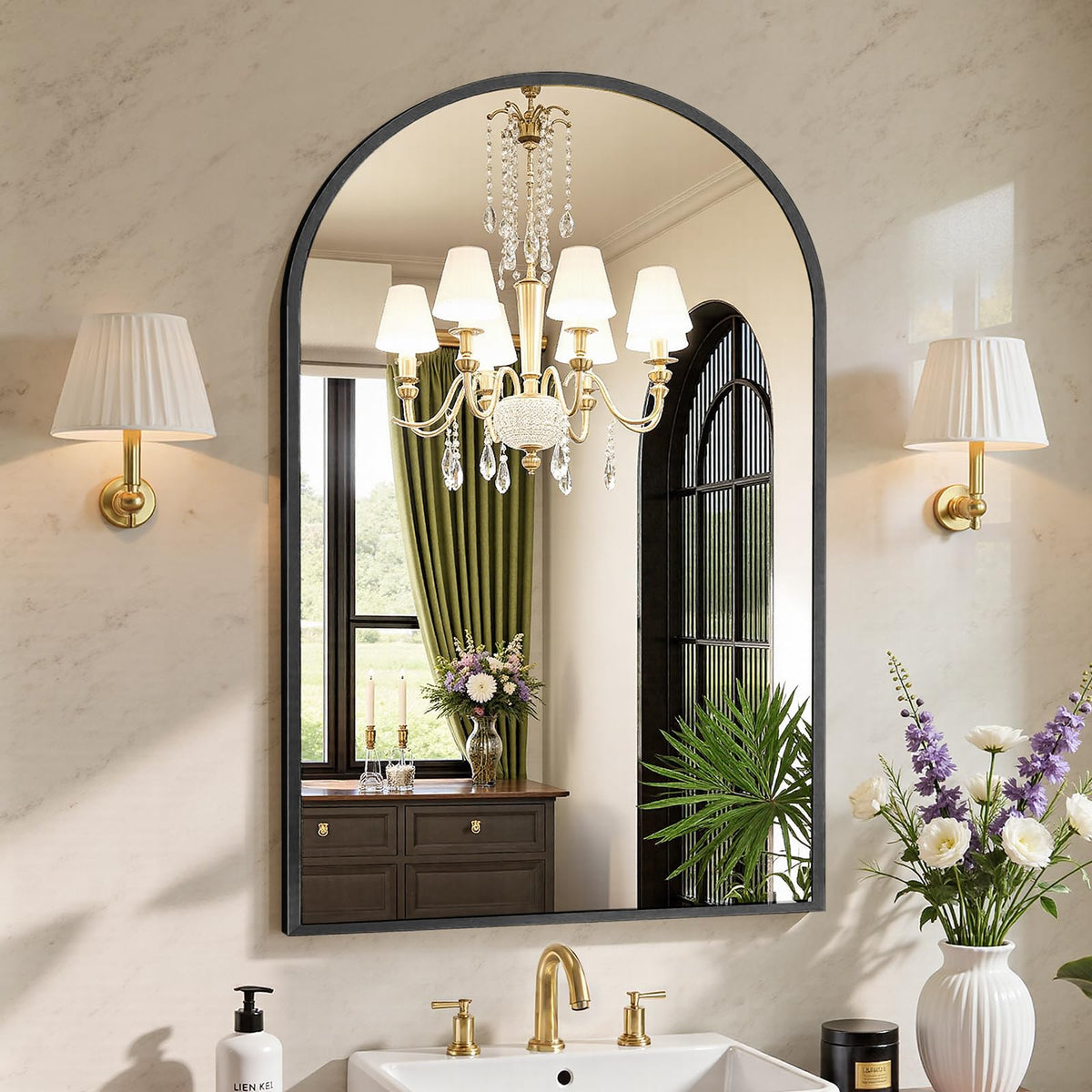 Sweetcrispy 20"x30" Arched Gold Bathroom Mirrors for Wall