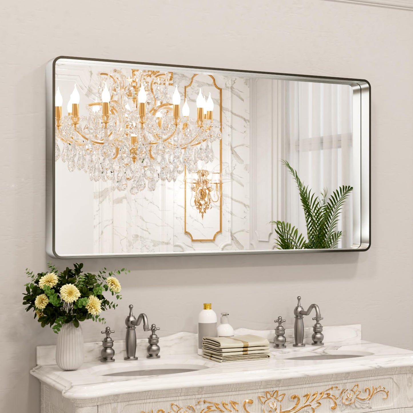 LOAAO 22X30 Inch Black Bathroom Mirror Metal Framed