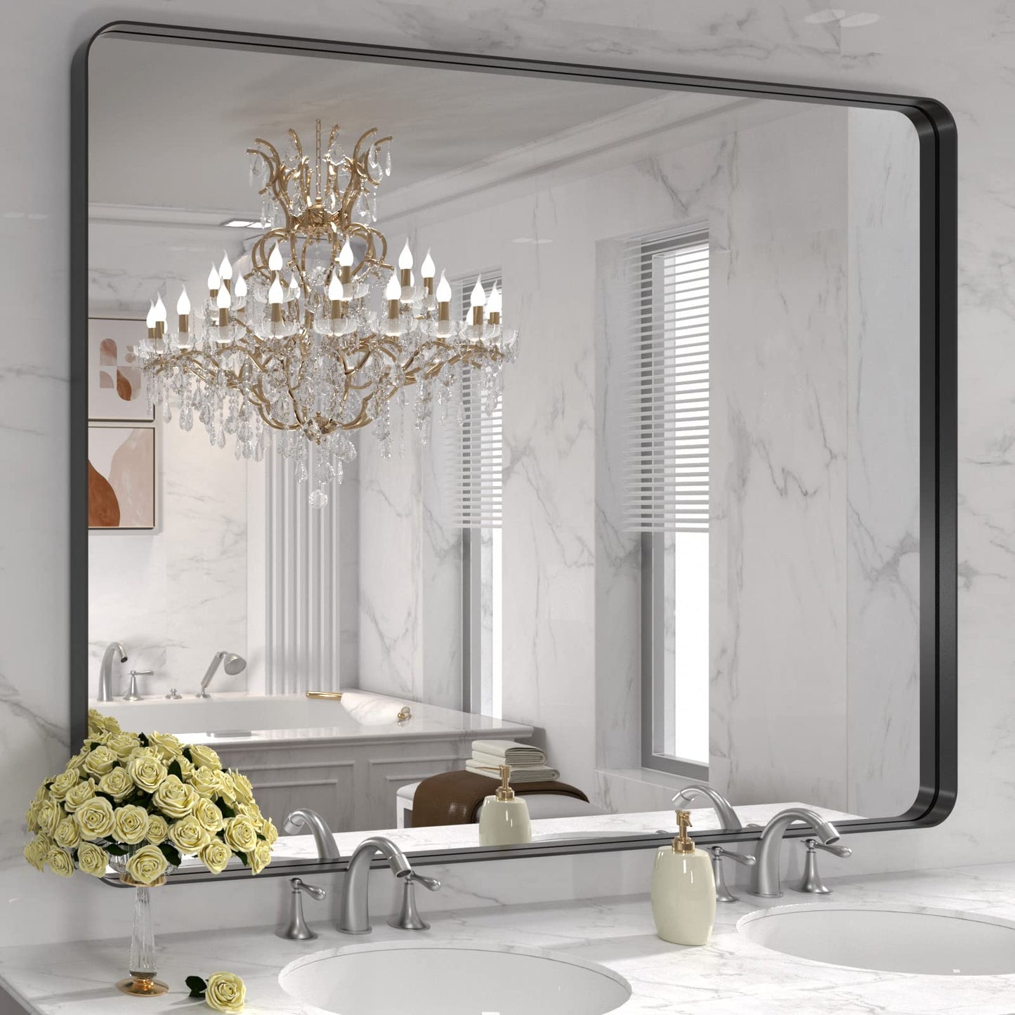 LOAAO 22X30 Inch Black Bathroom Mirror Metal Framed