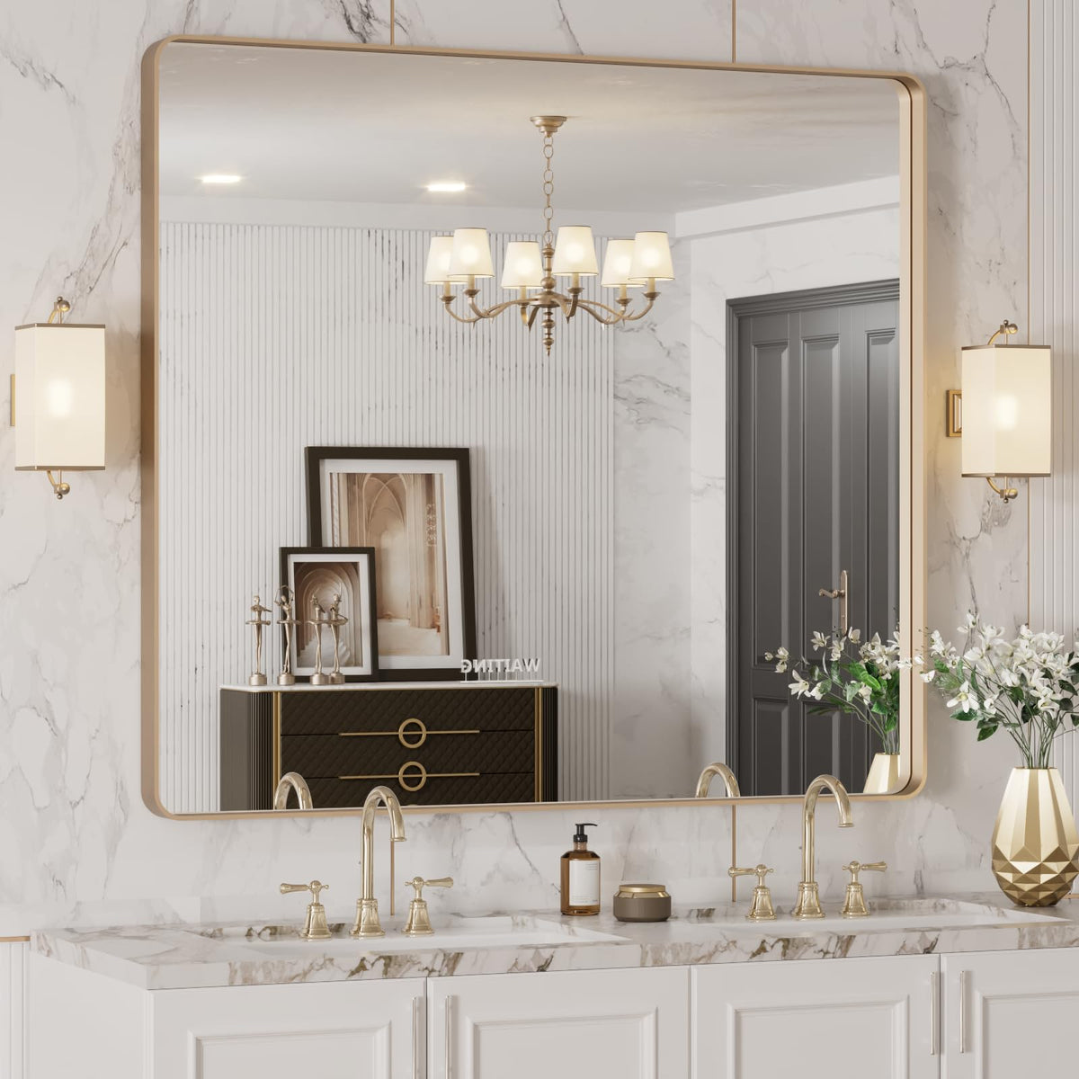 LOAAO 22X30 Inch Black Bathroom Mirror Metal Framed