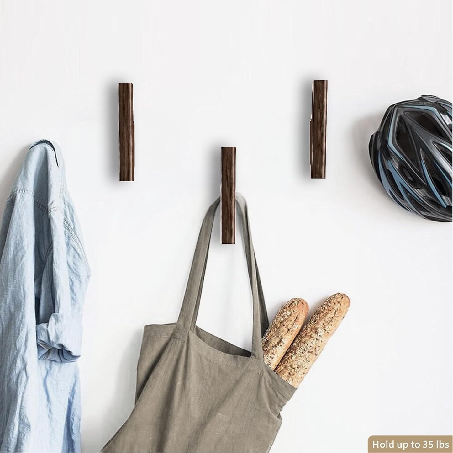 Wood Wall Hooks 4 Pack Coat Hooks Wall Mount, Towel Hooks for Bathrooms