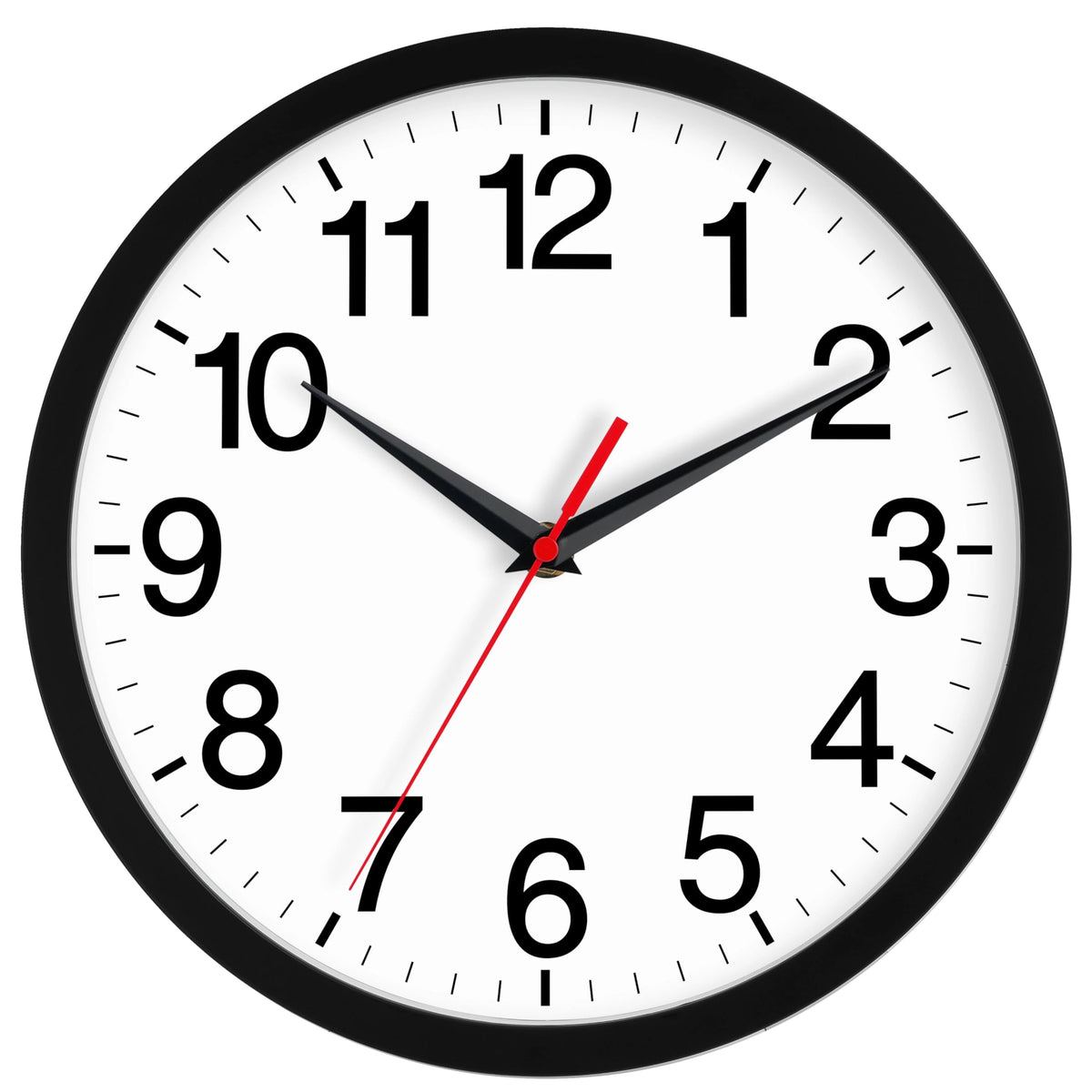 Rohioue Wall Clock Analog 10 Inch Black Battery Operated Silent Clock